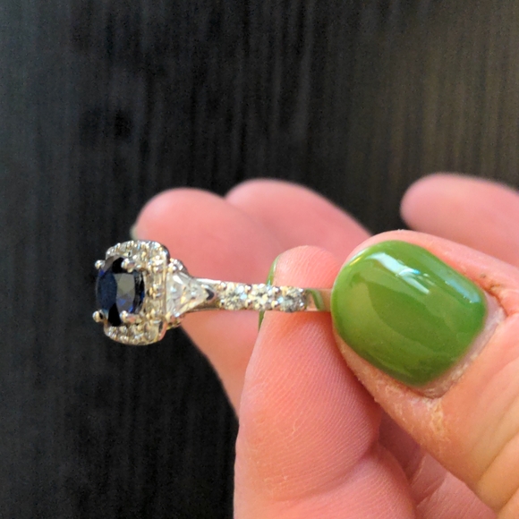 .925 Sterling silver and sapphire engagement ring size 11 - Picture 3 of 5